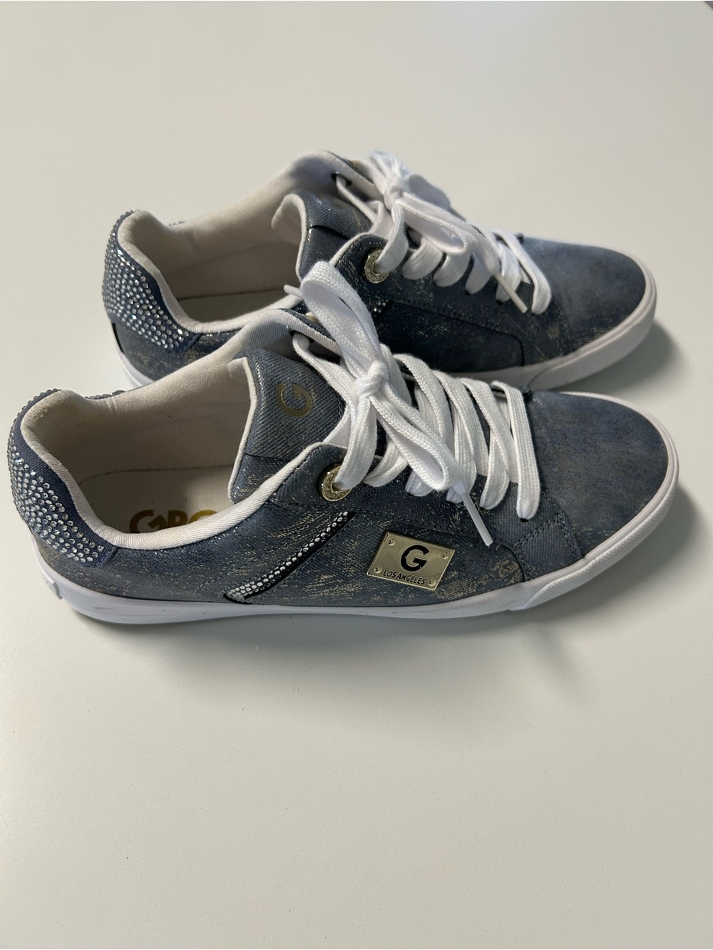 G by Guess Women’s Denim Rhinestone Lace-Up Sneakers